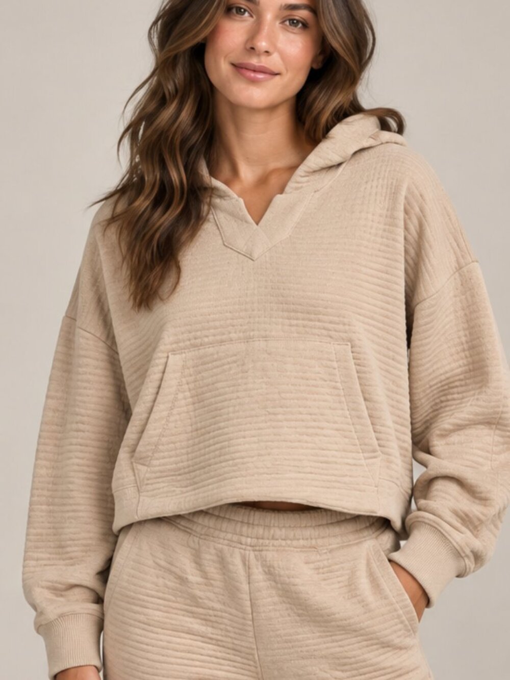 NWT NIKE Yoga Lux Pullover Hoodie Sweatshirt Tan Size XS